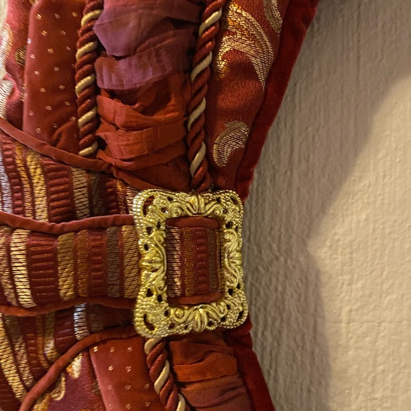 Old World Holiday Stocking- Gold Maroon - Picture 3 of 8